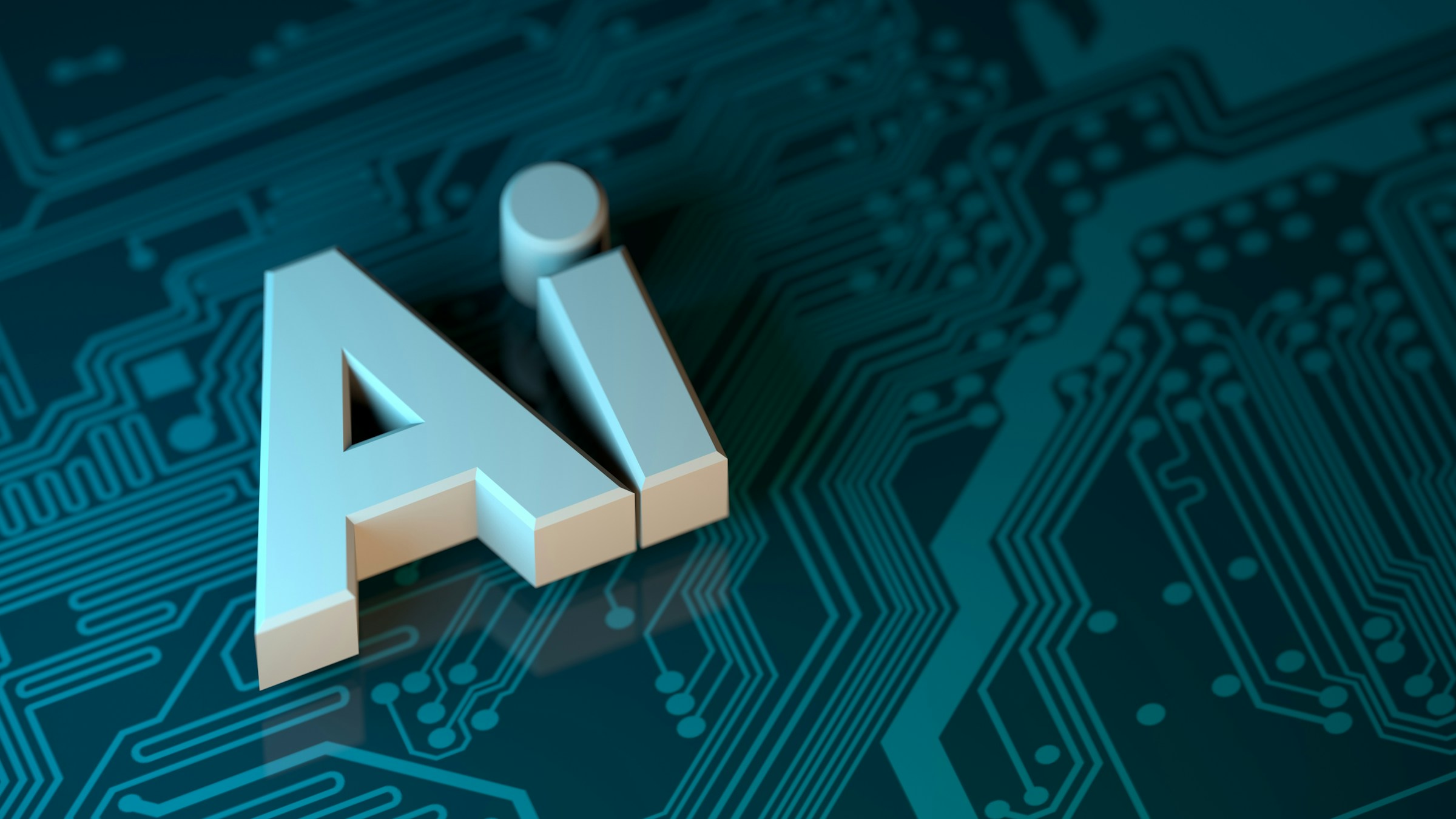 The letters AI displayed on a computer board, representing artificial intelligence technology
